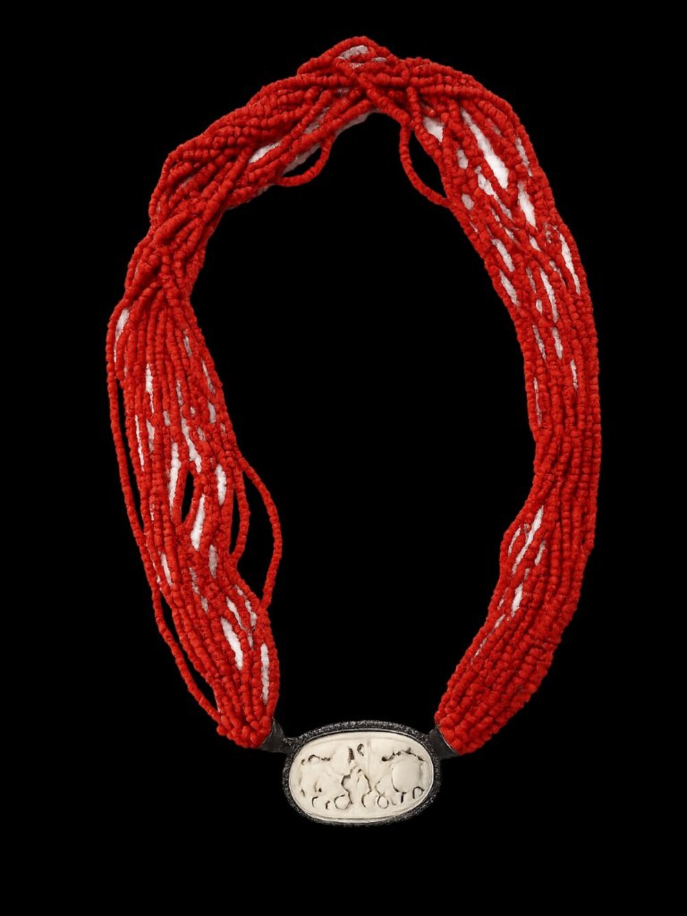 Statement Red Beaded Necklace ❤️ Vintage Coral Look | Bold Coastal Chic - Picture 2 of 4